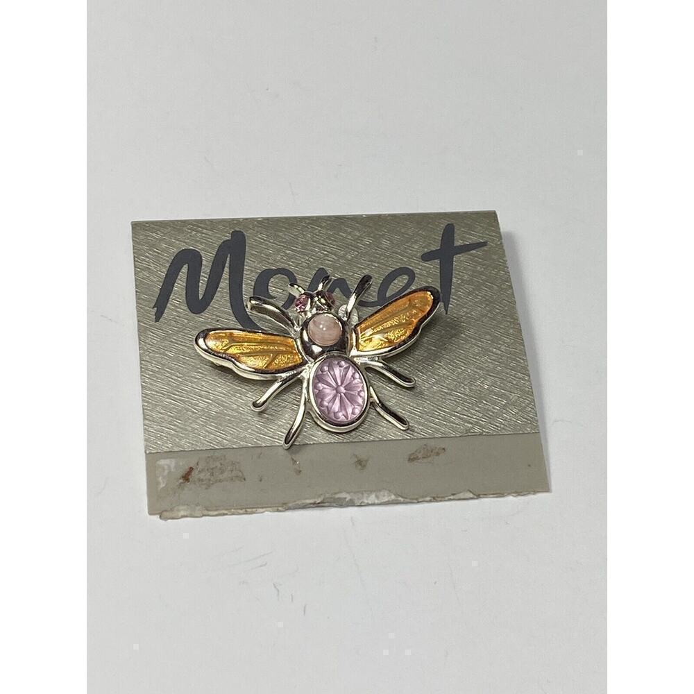 MONET Brooch Bug Multi Color Silver Tone Rhinestones Enamel